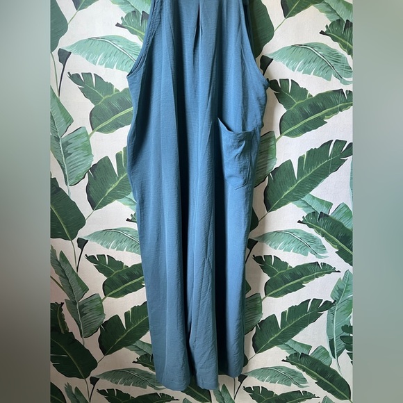 Boutique Womens Blue Teal Wide Leg Overall Jumpsuit Medium NWT - Picture 9 of 9